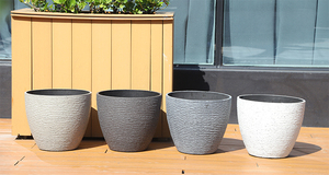 Factory Outlet Customization <strong>Stone</strong>-like Style Home Decorative Flower <strong>Pots</strong> <strong>White</strong> Durable Half Oval Plastic <strong>Pots</strong> - Product Image 4