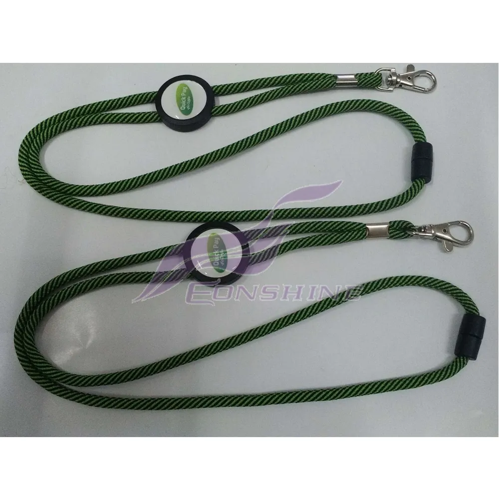 Cordões de pescoço com logotipo adesivo personalizado com clipe de segurança fivela cordão redondo de nylon PP de poliéster