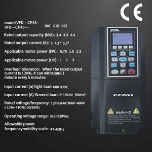 Marca de descuento de alta tecnología Controlador CP2000 VFD 0.2KW-132KW 380V AC Unidad de frecuencia variable Convertidor de frecuencia trifásico