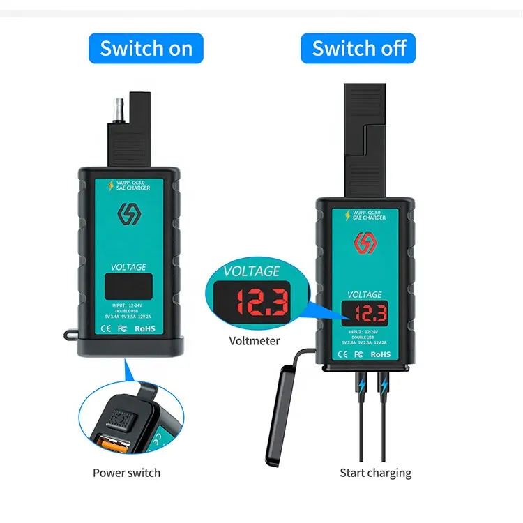 Pengisi daya ponsel Usb untuk sepeda motor, pengisi daya Digital Usb untuk sepeda motor dan sepeda