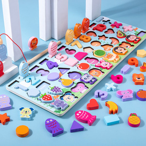 モンテッソーリ木製子供用番号パズルソーターカウント形状スタッカースタッキングゲーム学習教育数学ブロックおもちゃ - Product Image 3
