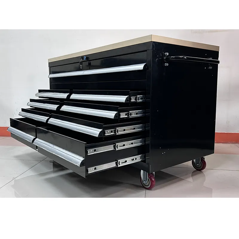 Gỗ hàng đầu di động bàn làm việc 9-ngăn kéo tủ công cụ giỏ hàng nhà để xe lưu trữ công cụ xe đẩy