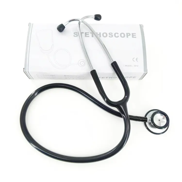 Cabeza doble de lujo negra portátil médica de alta calidad al por mayor con estetoscopio de anillo pro-frío