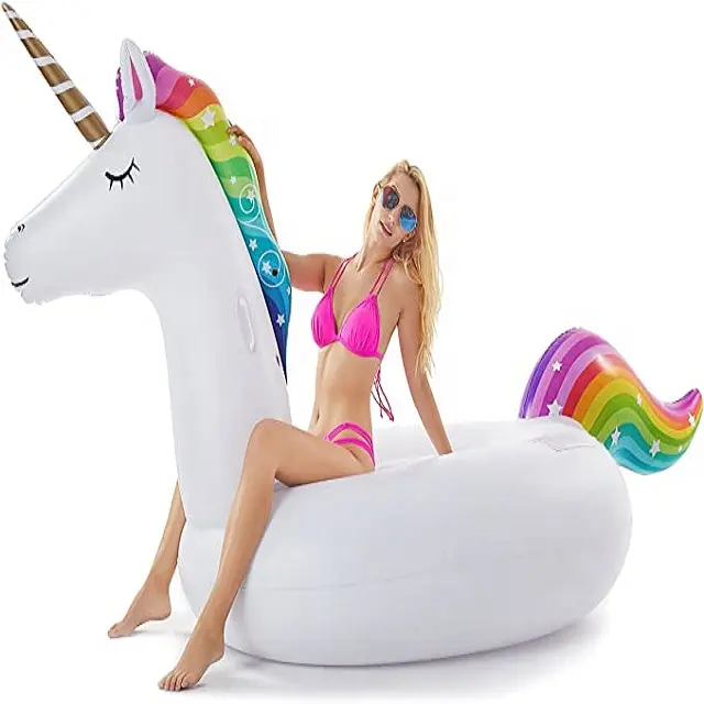 Inflatable Unicorn Pool Float Fun Beach Float Ride On Unicorn Raft Pool Toys Summer Party Lounge Raft Decorations