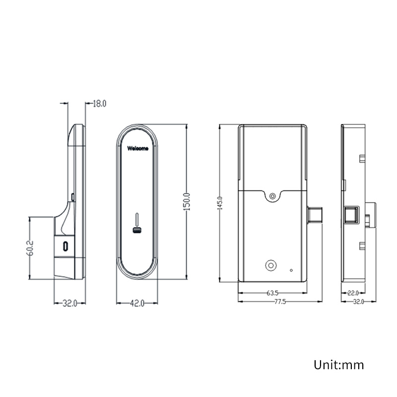 Tediton Luxury Office Home Rfid Smart drawer lock