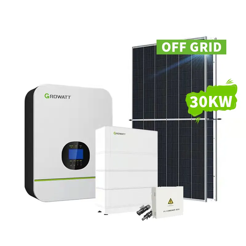 Sistema de energía solar Growatt para hotel y tienda 10kw 20kw 30kw apagado sistema de energía solar para sistema solar doméstico