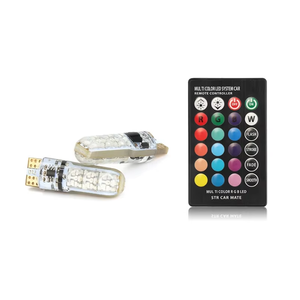 หลอดไฟ LED RGB ซิลิโคน12V สำหรับรถยนต์ T10 W5W 194 168 5050 6SMD 2ชิ้นพร้อมรีโมทคอนโทรลไฟอ่านหนังสือหลอดไฟลิ่มใบอนุญาต - Product Image 1