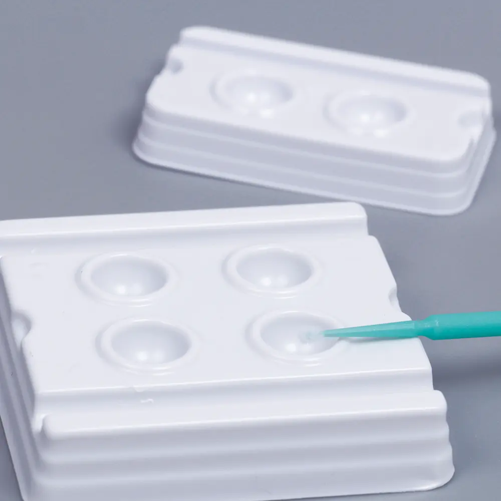थोक दंत डिस्पोजेबल मिश्रण कुओं मिनी सफेद प्लास्टिक 2/4 छेद कुओं