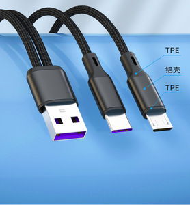 <strong>1</strong>.2m 3A <strong>USB</strong> <strong>2</strong> in <strong>1</strong> 2in1 QC PD Fast Charging <strong>2</strong> Dual TYPE C TYPE-C Usbc / Micro Ports <strong>USB</strong> Data Charger Cable - Product Image 2