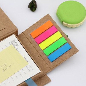 Caja de papel de notas adhesivas combinadas, Bloc de notas de cubierta Kraft, 5 colores, almohadillas de estilo de logotipo personalizado PET Oem con bolígrafo y regla - Product Image 5