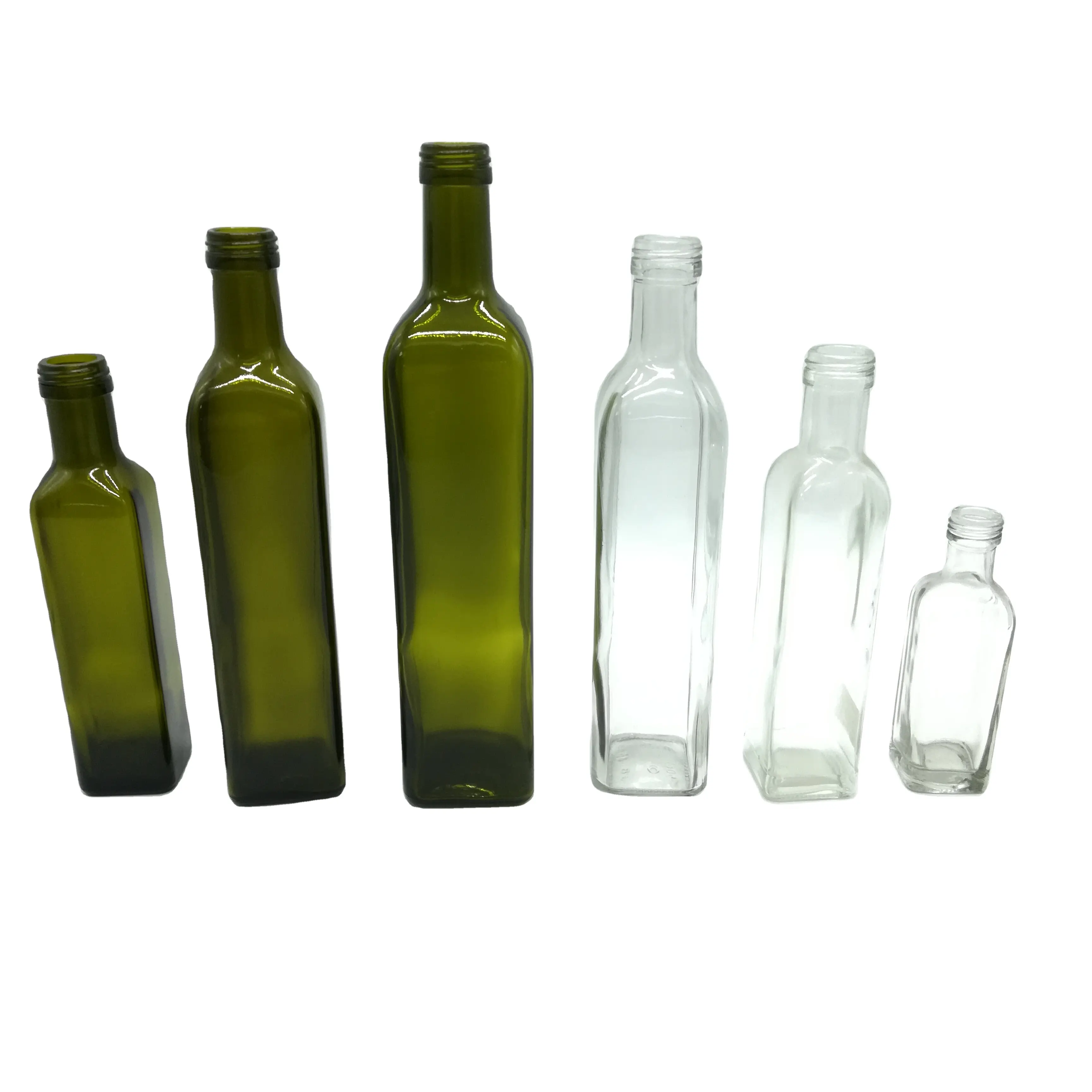 Food Grade 250ml 500ml 750ml 1000ml Piazza Verde Scuro Marasca Bottiglia di Vetro Bottiglia di Olio D'oliva