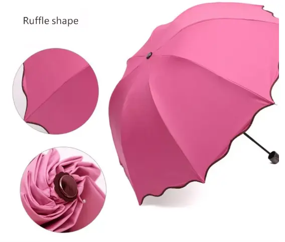 Paraguas de viaje para mujer, sombrilla mágica y compacta, floración de agua