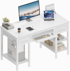 High Quality L-Shaped Gaming <strong>Table</strong> <strong>with</strong> Movable Monitor Stand LED Lights and Power Outlets <strong>Computer</strong> Desk for Home Gaming Setup - Product Image 1