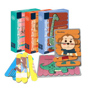 轻松玩幼儿学前班学习卡游戏套装火柴棒图案儿童拼图游戏 - Product Image 1