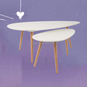 カスタマイズされた2つのセンターテーブルスタイリッシュな白い北欧のコーヒーエンドテーブルセット - Product Image 4