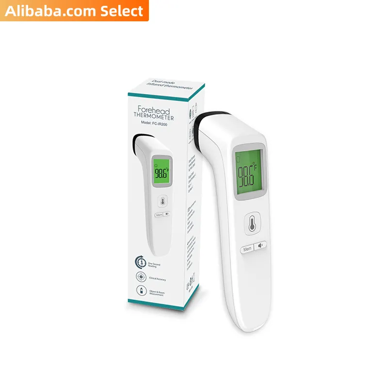 Alibaba Select Customer Non-contact Forehead Infrared Thermometer 100pcs/carton Electric Plastic Ali Removable Battery 1years