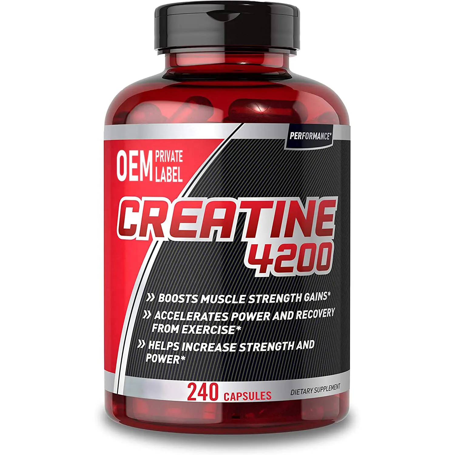 Cápsulas de creatina de etiqueta privada, cápsulas de creatina monohidratada para crecimiento muscular, preentrenamiento, en polvo, proporciona energía