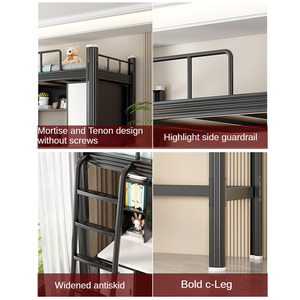 เตียงโลหะพร้อมโครงเตียงปรับได้โครงเตียงลอฟท์คู่ - Product Image 6