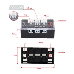 Terminal de tornillo de valla de tipo fijo, 600V, serie TB, 15A, 25A, 45A, doble fila, bloque de terminales de barrera fija - Product Image 2