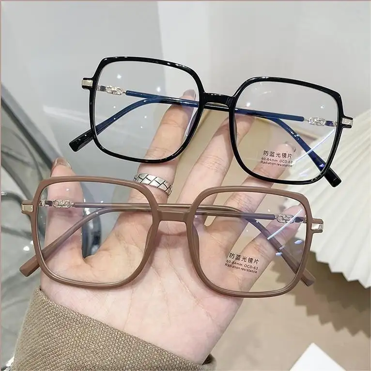 Marco de café esmerilado espejo plano anti-Luz Azul gafas retro marco grande nuevo diseño moda hombres mujeres Marco de anteojos ópticos