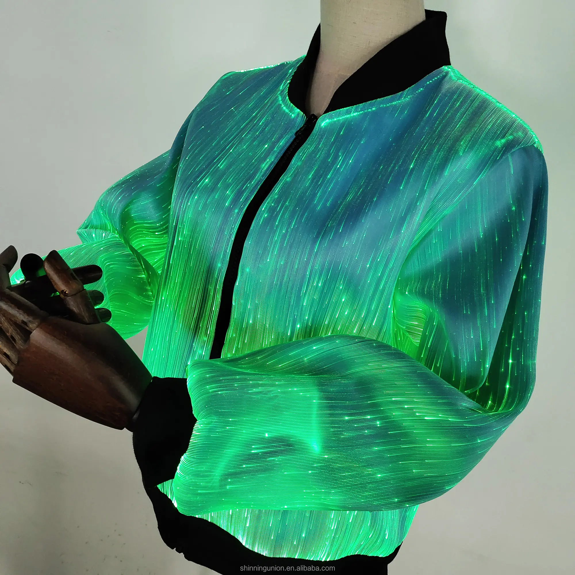 Chaquetas de fibra óptica LED para mujer, ropa con luz LED, abrigos luminosos para ciclismo, chaqueta intermitente para fiesta, traje de baile de colores