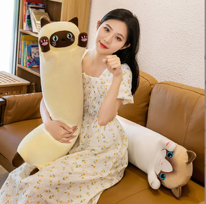Sıcak satış atmak yastık uzun kedi bebek uyku bebek ile peluş oyuncaklar dolması hayvanlar kızlar için - Product Image 5