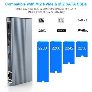 10Gbps סוג C 4K HD RJ45 1000Mbps USB C רכזת עם מובנה M.2 Ssd מארז <span class=keywords><strong>6</strong></span> ב-1 תחנת עגינה