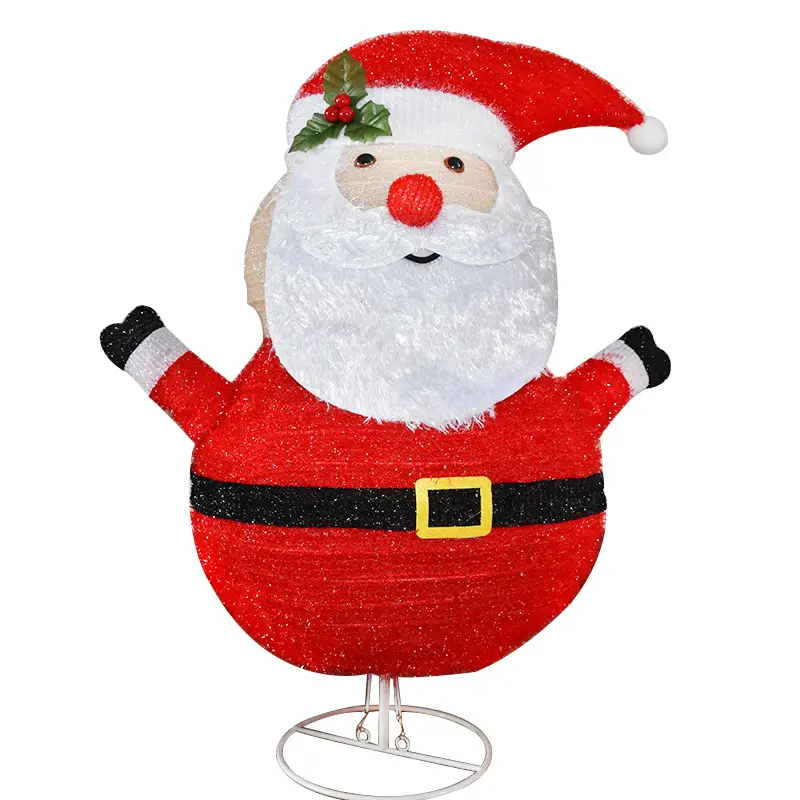 Christmas Folding Decoration Collapsible Santa Snowman Pre-Lit Pop Up Light Up Xmas Santa Claus for Garden Yard Patio Decoration