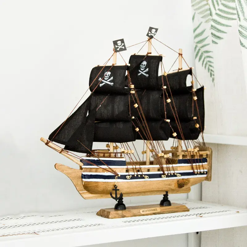 Nautische Holz küste mediterrane Skulptur Kunst handwerk Strand Ozean Wohnkultur Piraten Holz Segelschiff Modell Boote Segelboot
