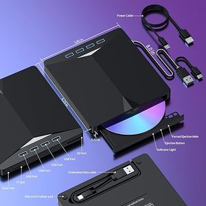7 in 1 External <strong>CD</strong>/DVD Drive USB 3.0 DVD Player Portable <strong>CD</strong>/DVD Burner <strong>CD</strong> <strong>ROM</strong> External DVD Drive for Laptop Desktop <strong>PC</strong> Windows - Product Image 6