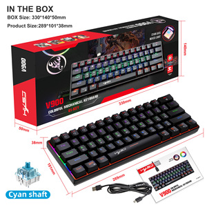 Teclado mecánico Redwingy V900 con cable de 61 teclas Mini eje azul Multi colorido luz brillo teclado portátil para juegos - Product Image 5