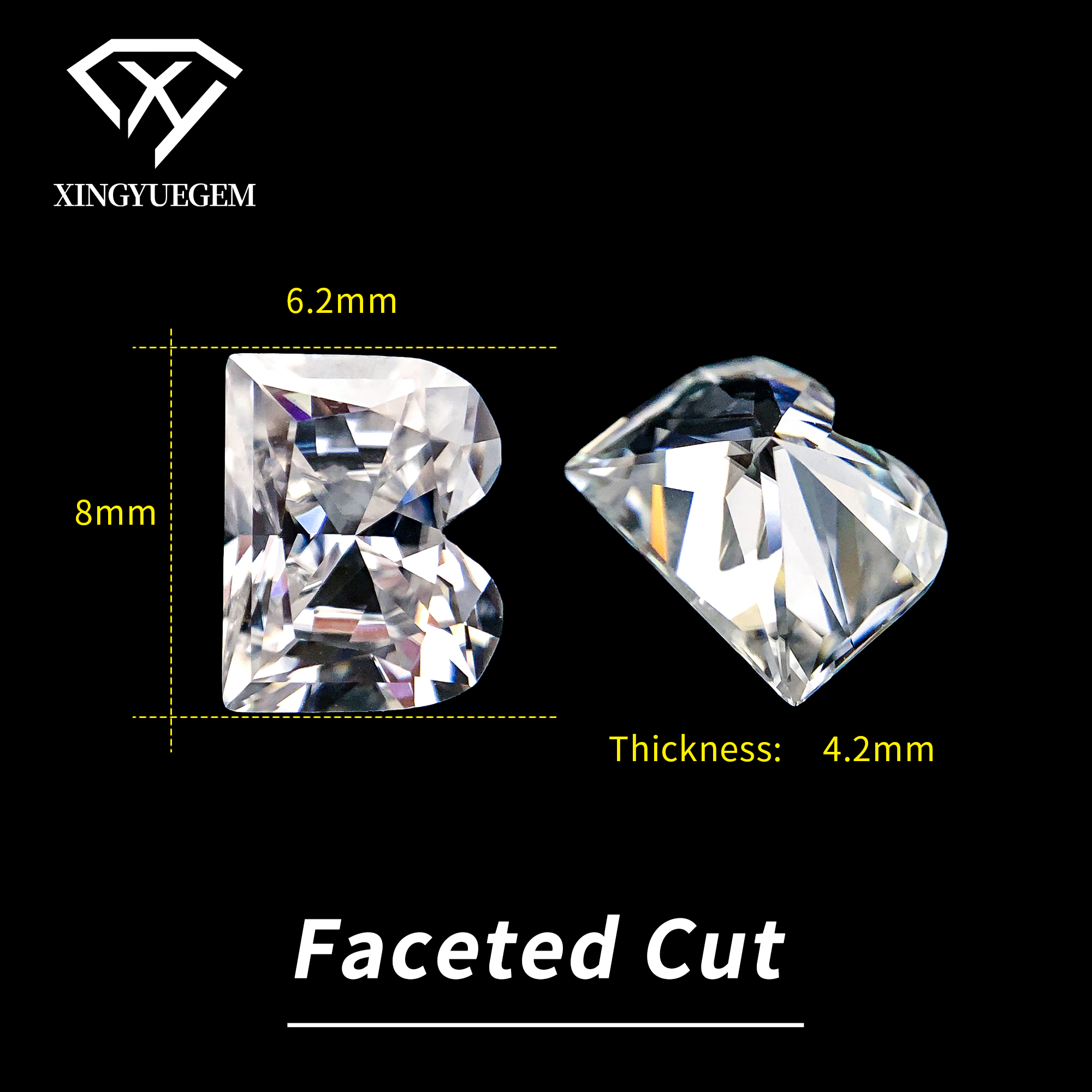 B White Faceted Cut