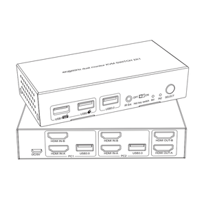 4K60Hz HDMI <strong>Switch</strong> 2x1 USB 3.0 2 Port <strong>Kvm</strong> <strong>Switch</strong> Support 3D Video