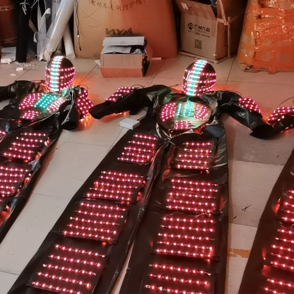 FUNTOYS MOQ 1 PCS Stilts Walker LED ROBOT SUIT Luminous Costume Glowing Suits Light Up Dance Dress for party