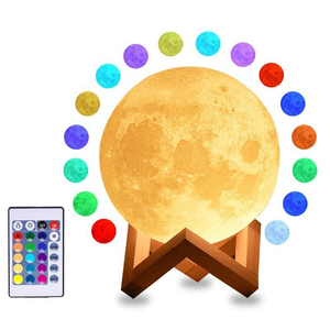 月亮无线发光二极管灯3D灯16色月亮触摸灯USB充电发光二极管夜灯带遥控卧室装饰