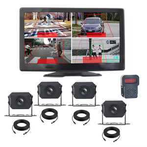 10.1 Polegada Touch Quad Screen 4CH BSD Câmera Sistema com Detecção Pedonal Alarme Externo para Caminhões Ônibus <span class=keywords><strong>Blind</strong></span> <span class=keywords><strong>Spot</strong></span> Monitoramento