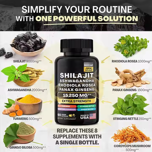 OEM Himalayan Shilajit Resin Extract <strong>Capsules</strong> Supplement with Ashwagandha Rhodiola Rosea <strong>Panax</strong> Ginseng for Adults - Product Image 2