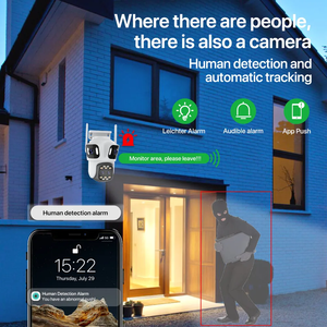 ICsee 12MP Ip kablosuz kamera dört Lens 8X optik Zoom İnsan algılama izleme açık Ptz Wifi ağ kamerası De gözetim - Product Image 5