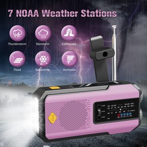 Solar Emergency <strong>Wind</strong> <strong>up</strong> Radio, Portable Hand Crank AM/FM Radio with SOS Alarm <strong>LED</strong> Torch, 2000mAh Rechargeable Power Bank - Product Image 3