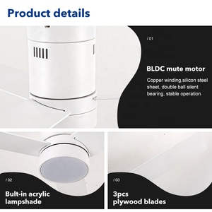 Controllo vocale intelligente Tuya Alexa Google 42 pollici 48 pollici 52 pollici compensato 3 pale <span class=keywords><strong>Led</strong></span> ventilatore da soffitto con luce - Product Image 5
