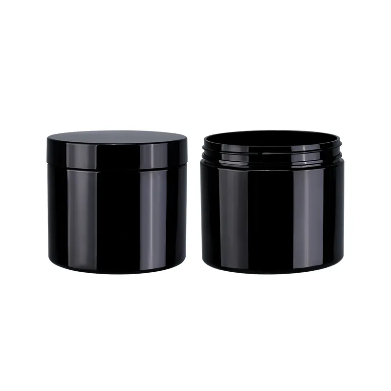 Custom Round Black Plastic Jars PET Container for Food Protein powder Cans Travel Plastic PET Bottle Storage Jars