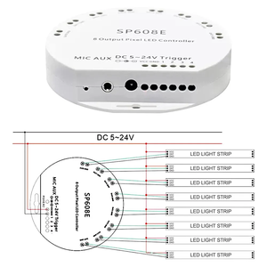 WS2812B Bluetooth приложение музыкальный светодиодный контроллер SP608E 8CH WS2811 WS2815 контроллер светодиодной подсветки IOS Android приложение