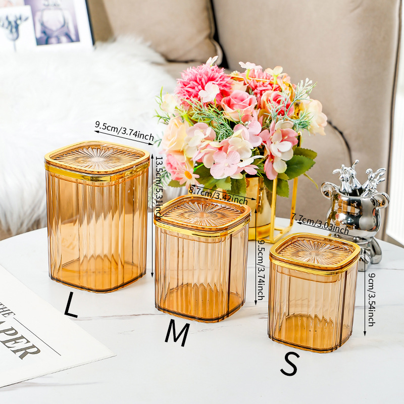 Amber square jar SML3 jar with gold rim