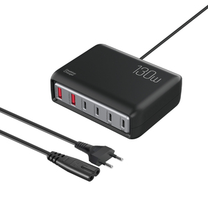 USB C caricatore veloce, 130W 6 porta Desktop PD GaN veloce ricarica stazione blocco 65W USB C adattatore di alimentazione per computer portatile
