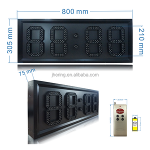 Jhering 8インチレッドラージデジタルLEDクロック電子屋外タイマーディスプレイ、7セグメントLEDウォールクロック付き