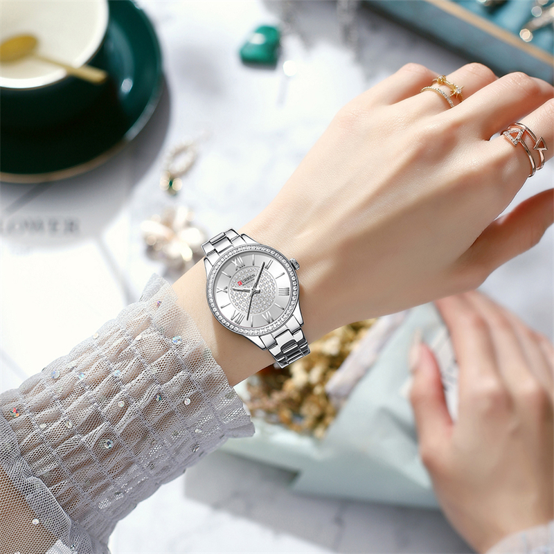 CURREN Top Brand Fashion Ladies Watches Stainless Steel Band Quartz Female Wristwatch Ladies Gifts Clock Relogio Feminino