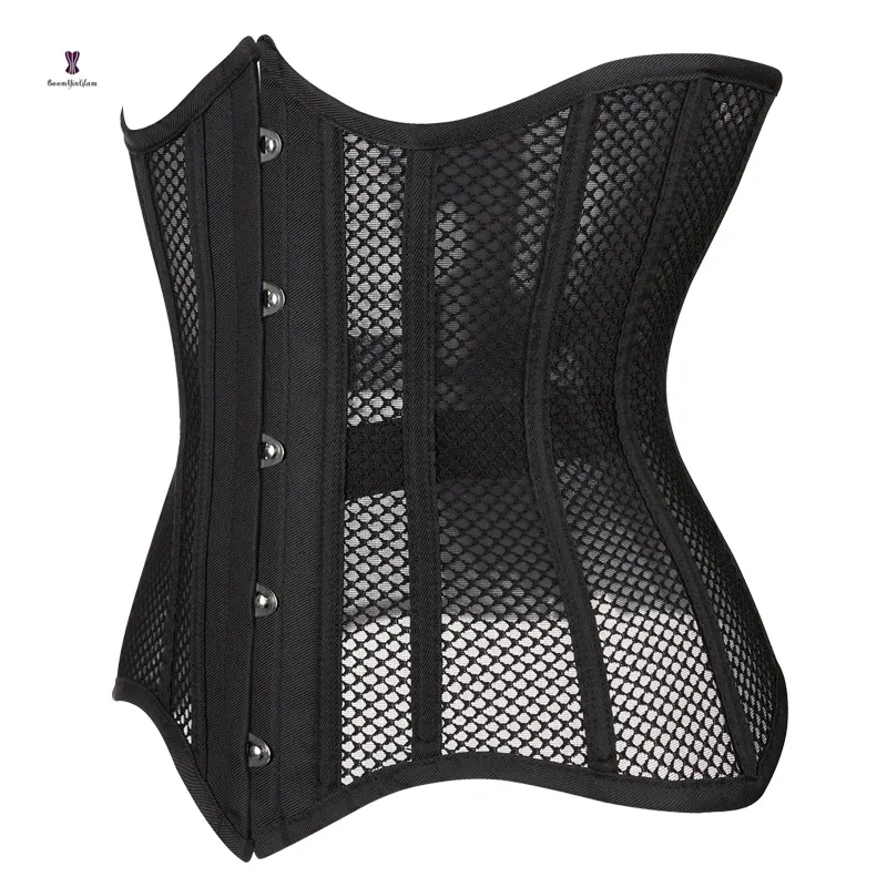 Cintura a vita corta con ossa d'acciaio da donna Sexy tinta unita New Lady bustier Top corsetto a rete Chic in tinta unita