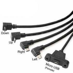 免费样品定制微型 usb 男对微型 usb 女面板安装数据充电延长电缆与锁定螺丝