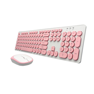 KMSW-103R Retro Style Round Slim <strong>Wireless</strong> <strong>Keyboard</strong> &amp; Mouse Combo Compatible with Windows <strong>Android</strong> Mac <strong>OS</strong> IOS BT PC Laptop - Product Image 4