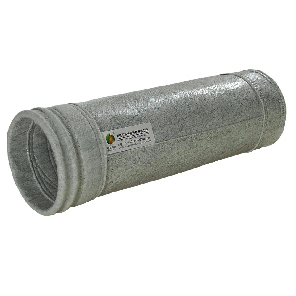 Bolsa de filtro de aramida Nomex de fieltro perforado con aguja de alta temperatura para la industria del cemento